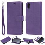 For Huawei Honor 8s / Y5 (2019) Solid Color Horizontal Flip Protective Case with Holder & Card Slots & Wallet & Photo Frame & Lanyard(Purple)