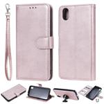 For Huawei Honor 8s / Y5 (2019) Solid Color Horizontal Flip Protective Case with Holder & Card Slots & Wallet & Photo Frame & Lanyard(Rose Gold)
