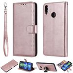 For Huawei Honor 8X Solid Color Horizontal Flip Protective Case with Holder & Card Slots & Wallet & Photo Frame & Lanyard(Rose Gold)