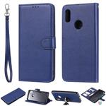 For Huawei Honor 8A / Y6 (2019) Solid Color Horizontal Flip Protective Case with Holder & Card Slots & Wallet & Photo Frame & Lanyard(Blue)