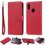 For Huawei Honor 8A / Y6 (2019) Solid Color Horizontal Flip Protective Case with Holder & Card Slots & Wallet & Photo Frame & Lanyard(Red)