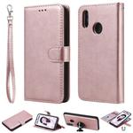 For Huawei Honor 10 Lite Solid Color Horizontal Flip Protective Case with Holder & Card Slots & Wallet & Photo Frame & Lanyard(Rose Gold)