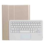 A07B-A Lambskin Texture Square Keycap Bluetooth Keyboard Leather Case with Touch Control For iPad 9.7 2018 & 2017 / Pro 9.7 inch / Air 2(Gold)