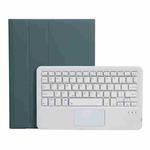 A07B-A Lambskin Texture Square Keycap Bluetooth Keyboard Leather Case with Touch Control For iPad 9.7 2018 & 2017 / Pro 9.7 inch / Air 2(Dark Green)