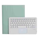A102B-A Lambskin Texture Square Keycap Bluetooth Keyboard Leather Case with Touch Control For iPad Pro 10.5 inch / 10.2 2021 & 2020 & 2019 / Air 3(Light Green)