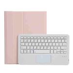 A11B-A Lambskin Texture Square Keycap Bluetooth Keyboard Leather Case with Touch Control For iPad Air 4 2020 10.9 / Pro 11 inch 2021 & 2020 & 2018(Pink)