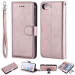 For iPhone 6 / 7 / 8 Solid Color Horizontal Flip Protective Case with Holder & Card Slots & Wallet & Photo Frame & Lanyard(Rose Gold)