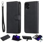 For iPhone 11 Solid Color Horizontal Flip Protective Case with Holder & Card Slots & Wallet & Photo Frame & Lanyard(Black)