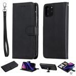For iPhone 11 Pro Solid Color Horizontal Flip Protective Case with Holder & Card Slots & Wallet & Photo Frame & Lanyard(Black)