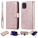 For iPhone 11 Pro Solid Color Horizontal Flip Protective Case with Holder & Card Slots & Wallet & Photo Frame & Lanyard(Rose Gold)