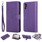 For iPhone XR Solid Color Horizontal Flip Protective Case with Holder & Card Slots & Wallet & Photo Frame & Lanyard(Purple)