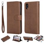 For iPhone XR Solid Color Horizontal Flip Protective Case with Holder & Card Slots & Wallet & Photo Frame & Lanyard(Brown)