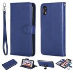 For iPhone XR Solid Color Horizontal Flip Protective Case with Holder & Card Slots & Wallet & Photo Frame & Lanyard(Blue)