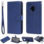 For Motorola Moto G5 Plus Solid Color Horizontal Flip Protective Case with Holder & Card Slots & Wallet & Photo Frame & Lanyard(Blue)