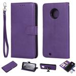 For Motorola Moto G6 Solid Color Horizontal Flip Protective Case with Holder & Card Slots & Wallet & Photo Frame & Lanyard(Purple)