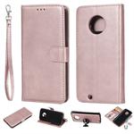 For Motorola Moto G6 Solid Color Horizontal Flip Protective Case with Holder & Card Slots & Wallet & Photo Frame & Lanyard(Rose Gold)