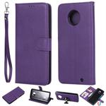 For Motorola Moto G6 Plus Solid Color Horizontal Flip Protective Case with Holder & Card Slots & Wallet & Photo Frame & Lanyard(Purple)