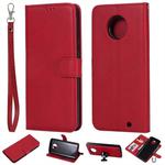 For Motorola Moto G6 Plus Solid Color Horizontal Flip Protective Case with Holder & Card Slots & Wallet & Photo Frame & Lanyard(Red)
