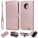 For Motorola Moto G6 Plus Solid Color Horizontal Flip Protective Case with Holder & Card Slots & Wallet & Photo Frame & Lanyard(Rose Gold)