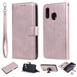 For Galaxy A40 Solid Color Horizontal Flip Protective Case with Holder & Card Slots & Wallet & Photo Frame & Lanyard(Rose Gold)