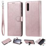 For Galaxy A70 Solid Color Horizontal Flip Protective Case with Holder & Card Slots & Wallet & Photo Frame & Lanyard(Rose Gold)