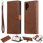 For Galaxy Note 10+ Solid Color Horizontal Flip Protective Case with Holder & Card Slots & Wallet & Photo Frame & Lanyard(Brown)