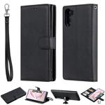 For Galaxy Note 10 Solid Color Horizontal Flip Protective Case with Holder & Card Slots & Wallet & Photo Frame & Lanyard(Black)