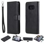 For Galaxy S8 Solid Color Horizontal Flip Protective Case with Holder & Card Slots & Wallet & Photo Frame & Lanyard(Black)