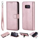 For Galaxy S8+ Solid Color Horizontal Flip Protective Case with Holder & Card Slots & Wallet & Photo Frame & Lanyard(Rose Gold)