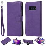 For Galaxy S10e Solid Color Horizontal Flip Protective Case with Holder & Card Slots & Wallet & Photo Frame & Lanyard(Purple)