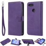 For Xiaomi Mi 8 Lite Solid Color Horizontal Flip Protective Case with Holder & Card Slots & Wallet & Photo Frame & Lanyard(Purple)