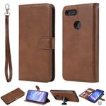 For Xiaomi Mi 8 Lite Solid Color Horizontal Flip Protective Case with Holder & Card Slots & Wallet & Photo Frame & Lanyard(Brown)