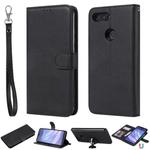 For Xiaomi Mi 8 Lite Solid Color Horizontal Flip Protective Case with Holder & Card Slots & Wallet & Photo Frame & Lanyard(Black)