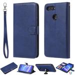 For Xiaomi Mi 8 Lite Solid Color Horizontal Flip Protective Case with Holder & Card Slots & Wallet & Photo Frame & Lanyard(Blue)