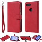 For Xiaomi Mi 8 Lite Solid Color Horizontal Flip Protective Case with Holder & Card Slots & Wallet & Photo Frame & Lanyard(Red)