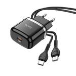 hoco N24 Victorious Single Port Type-C PD20W Charger + Type-C to Type-C Cable, EU Plug(Black)