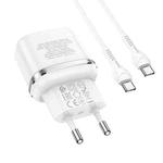 hoco N24 Victorious Single Port Type-C PD20W Charger + Type-C to Type-C Cable, EU Plug(White)