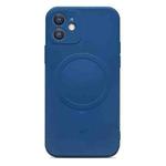 For iPhone 12 mini Liquid Silicone Full Coverage Magsafe Phone Case (Blue)