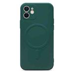 For iPhone 12 Liquid Silicone Full Coverage Magsafe Phone Case(Dark Green)