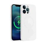 For iPhone 11 Pro Max Liquid Silicone Full Coverage Magsafe Phone Case (White)