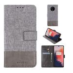 For OnePlus 7T MUMXA MX102 Horizontal Flip Canvas Stitching Leather Case with Holder & Card Slots & Wallet(Grey)