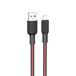 hoco X69 8 Pin Jaeger Charging Data Cable, Length: 1m(Black Red)