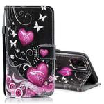 For iPhone 13 mini Colored Drawing Leather Phone Case (Peach Heart)