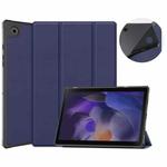 For Samsung Galaxy Tab A8 2021 SM-X205 3-Fold Holder Leather Tablet Case(Dark Blue)