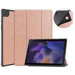 For Samsung Galaxy Tab A8 2021 SM-X205 3-Fold Holder Leather Tablet Case(Rose Gold)