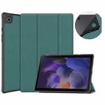 For Samsung Galaxy Tab A8 2021 SM-X205 3-Fold Holder Leather Tablet Case(Dark Green)