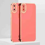 For iPhone X / XS 6D Electroplated TPU Phone Case(Pink)