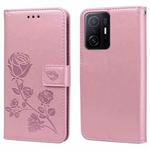 For Xiaomi 11T Rose Embossed Leather Phone Case(Rose Gold)