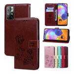 For Xiaomi Redmi Note 11 Pro+ 5G Rose Embossed Leather Phone Case(Brown)