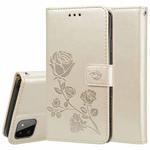 For Samsung Galaxy A22 5G Rose Embossed Leather Phone Case(Gold)